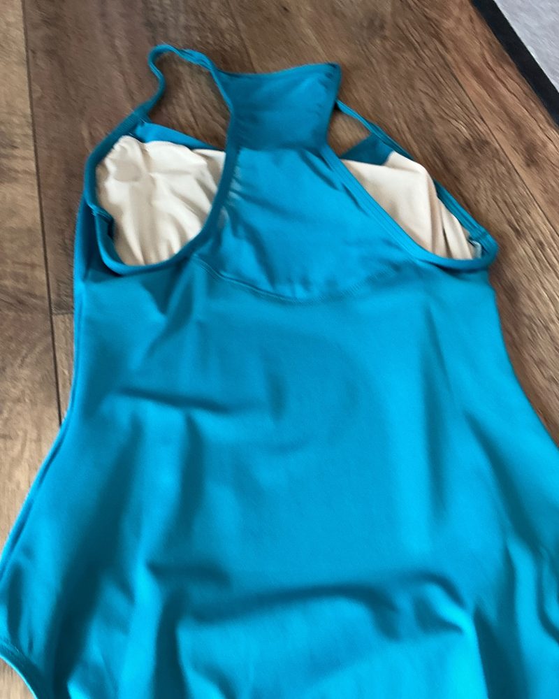 Plume mesh back leotard