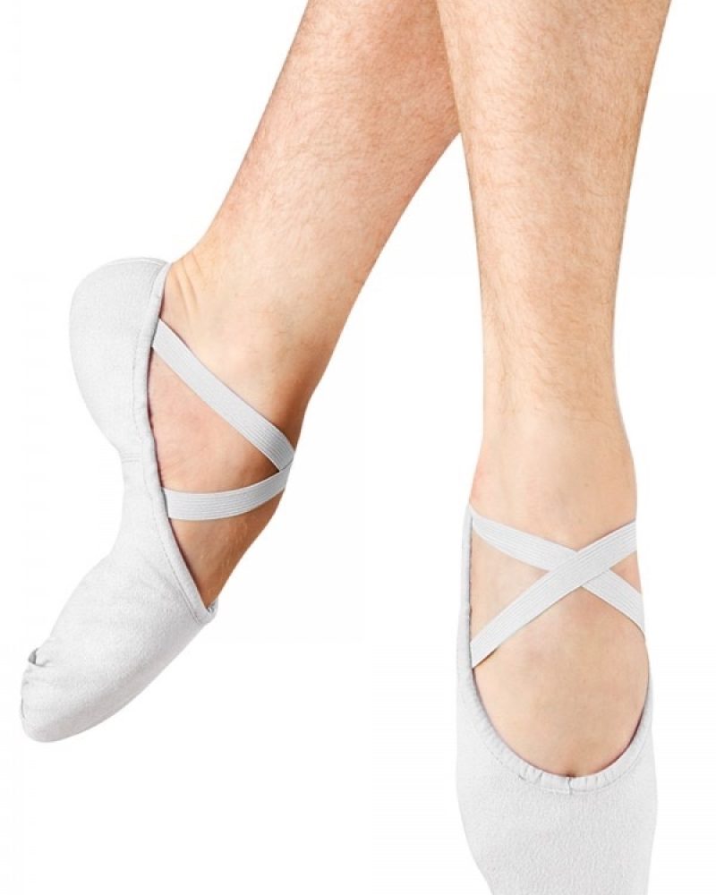 White Canvas split sole ballet slipper